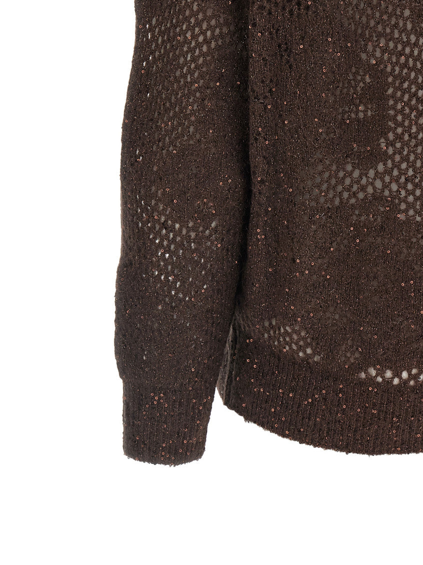Brown Floral V Neck Sweater 4