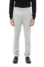 Grey Check Pleated Trousers 1