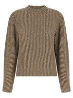 Beige Knitted Crew Neck Sweater 1