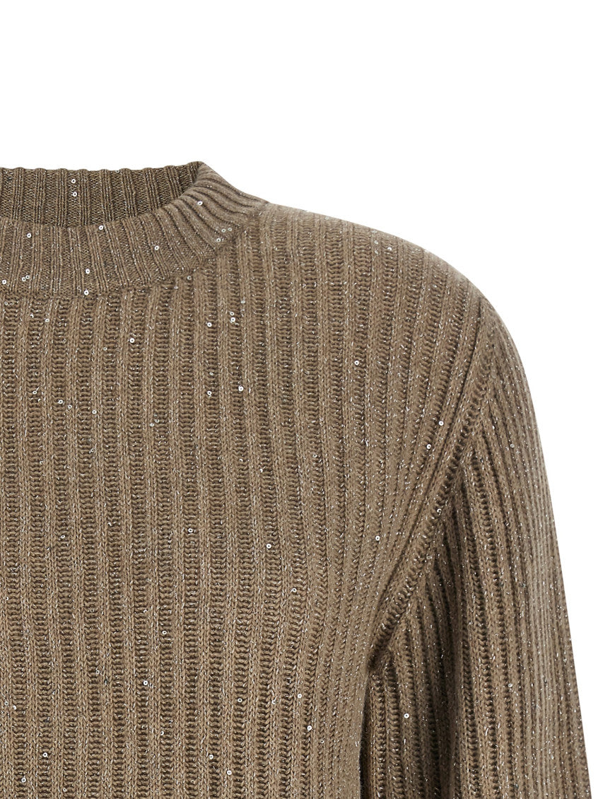 Beige Knitted Crew Neck Sweater 3