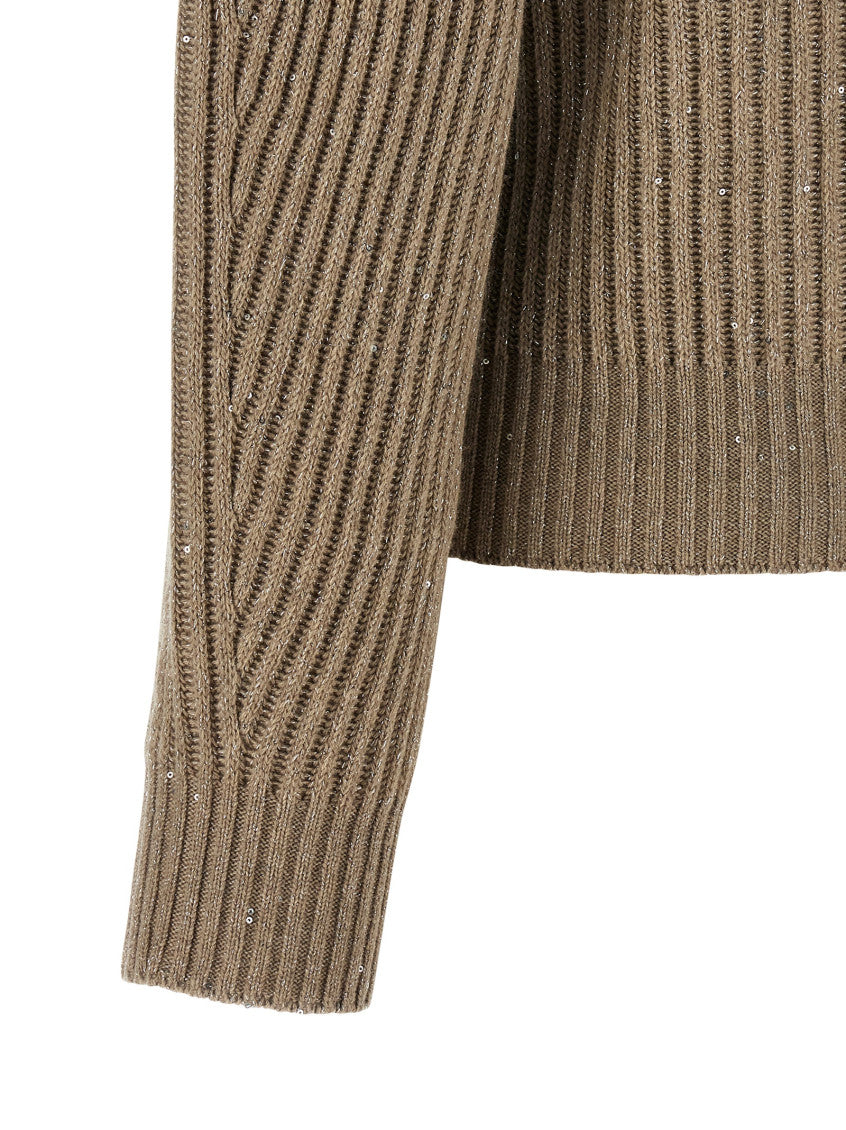 Beige Knitted Crew Neck Sweater 4