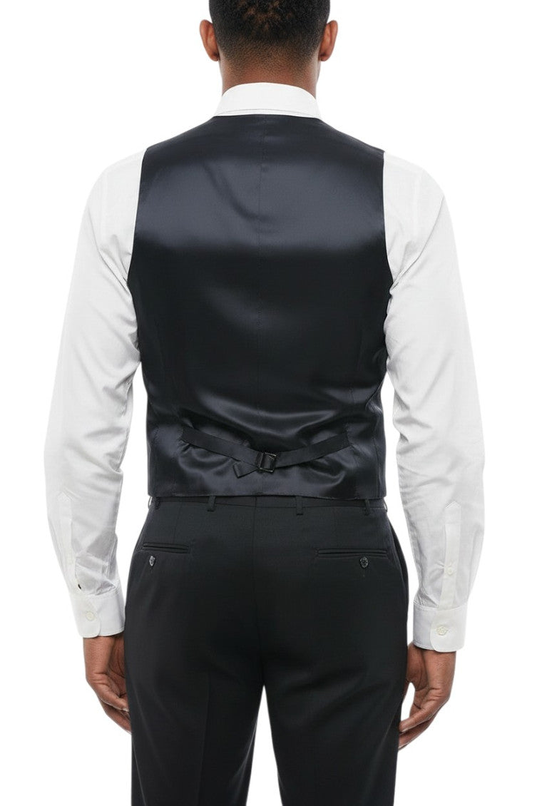Blue Solid V Neck Waistcoat 2
