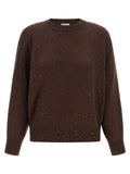 Brown Embellished Crew Neck Sweater 1