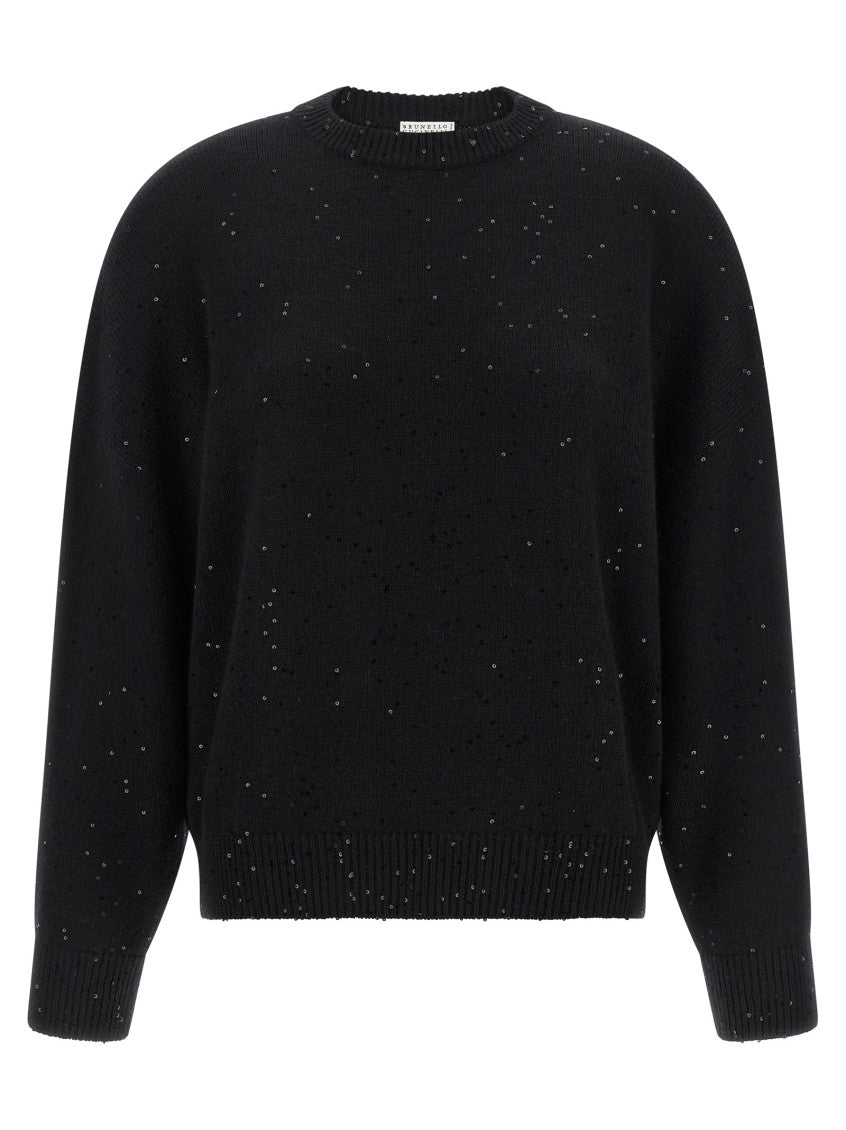 Black Embellished Crew Neck Sweater 1