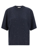 Blue Embellished Crew Neck Sweater 1
