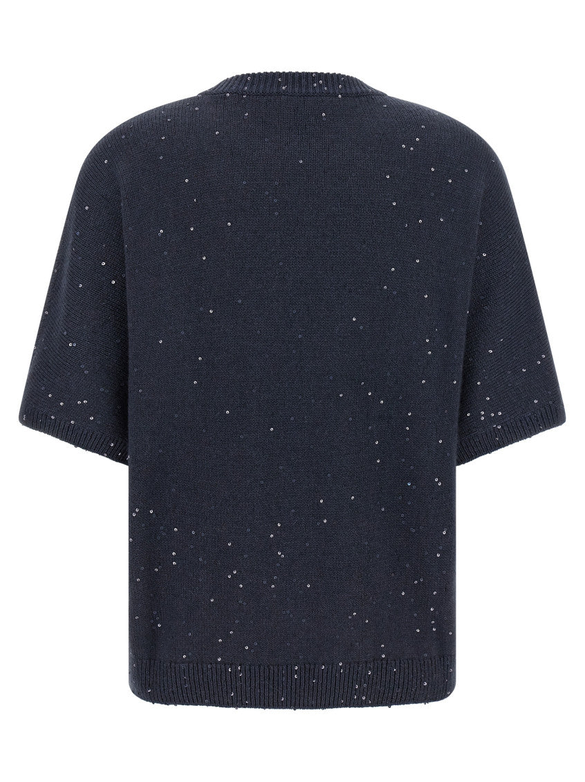 Blue Embellished Crew Neck Sweater 2