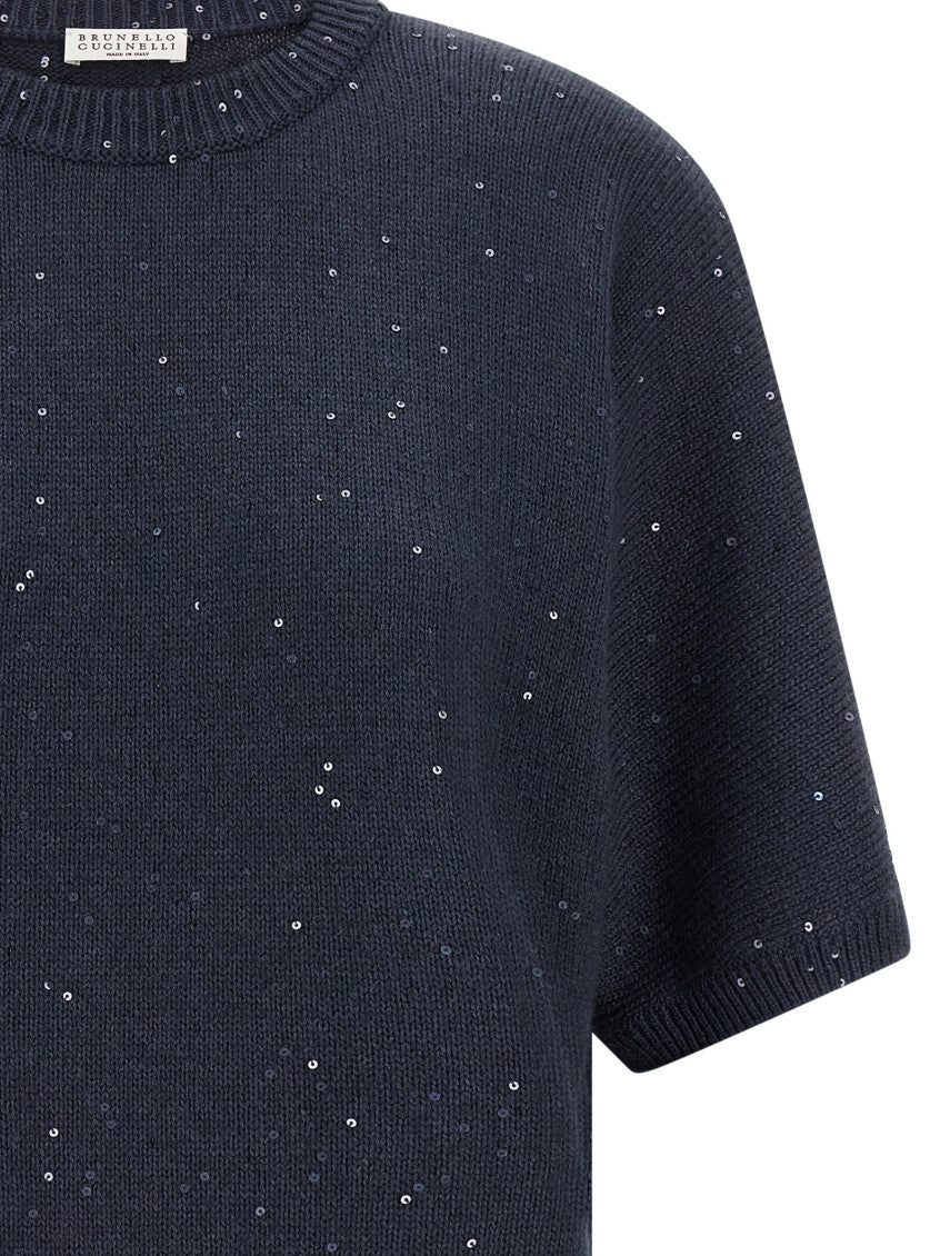 Blue Embellished Crew Neck Sweater 3
