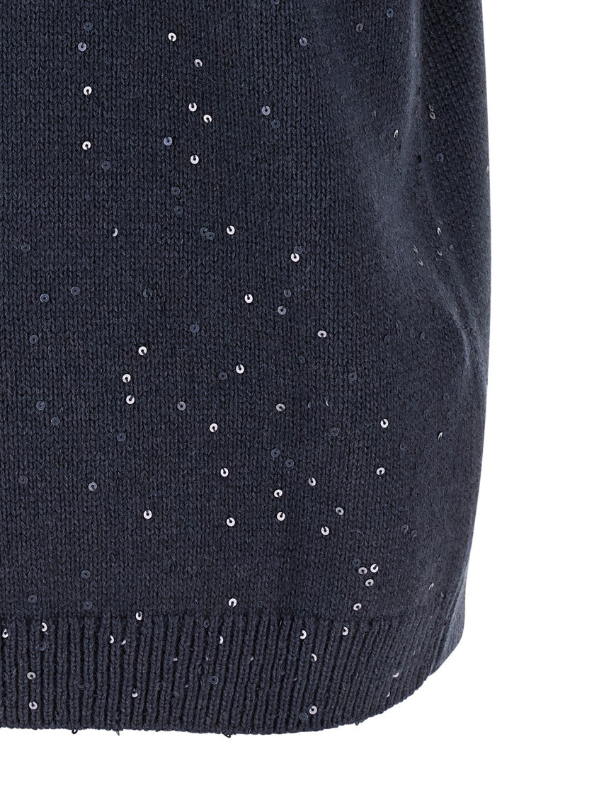 Blue Embellished Crew Neck Sweater 4