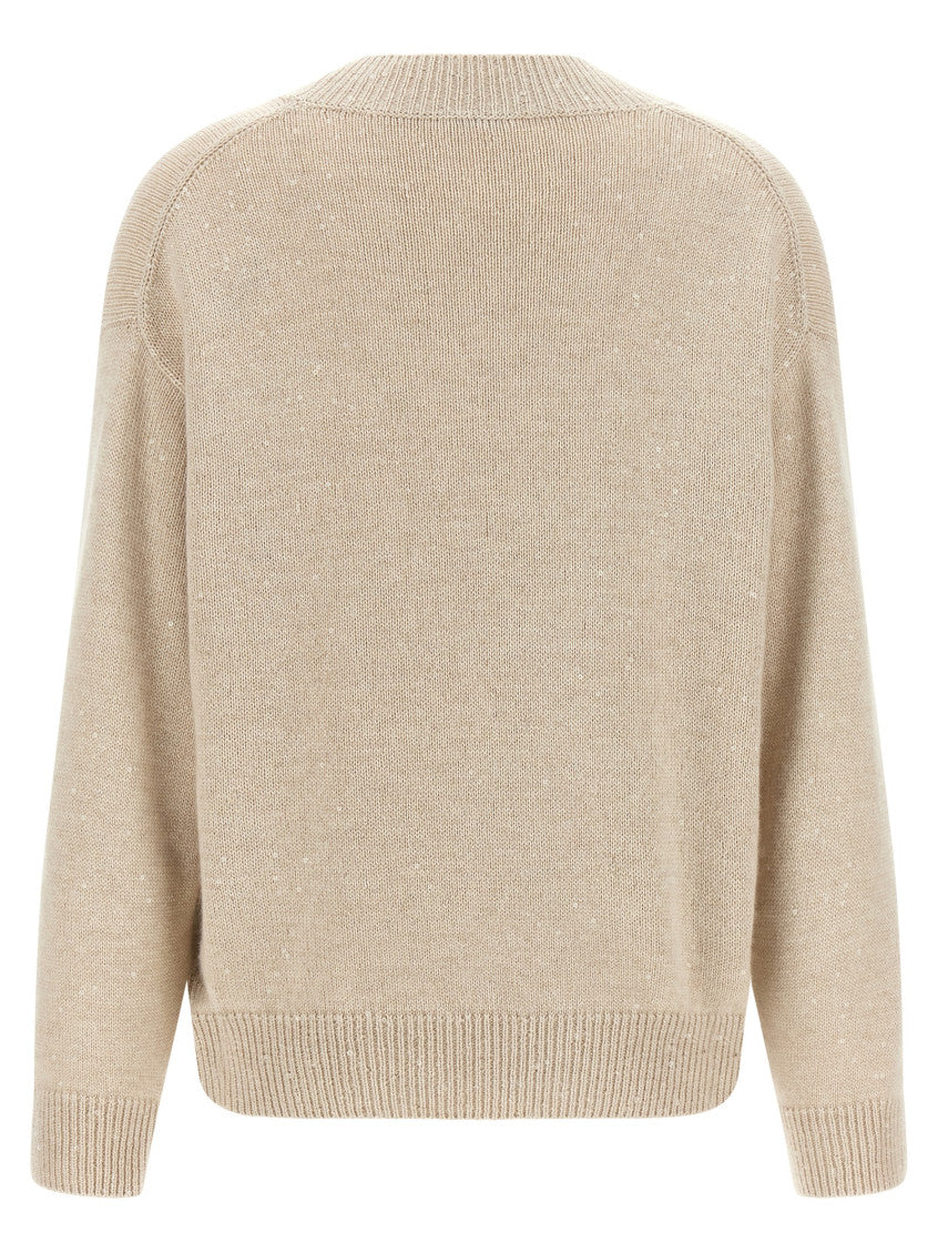 Beige V Neck Sweater 2