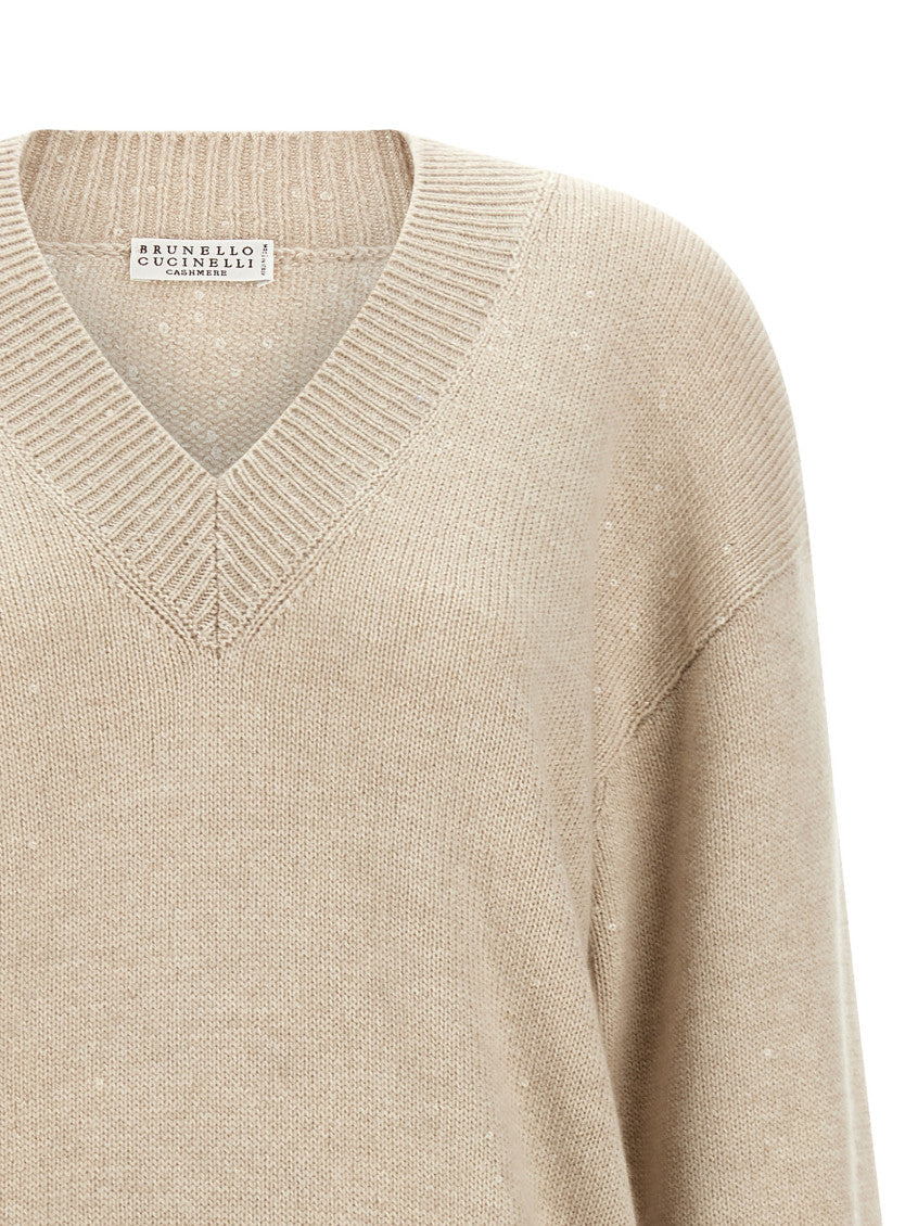 Beige V Neck Sweater 3