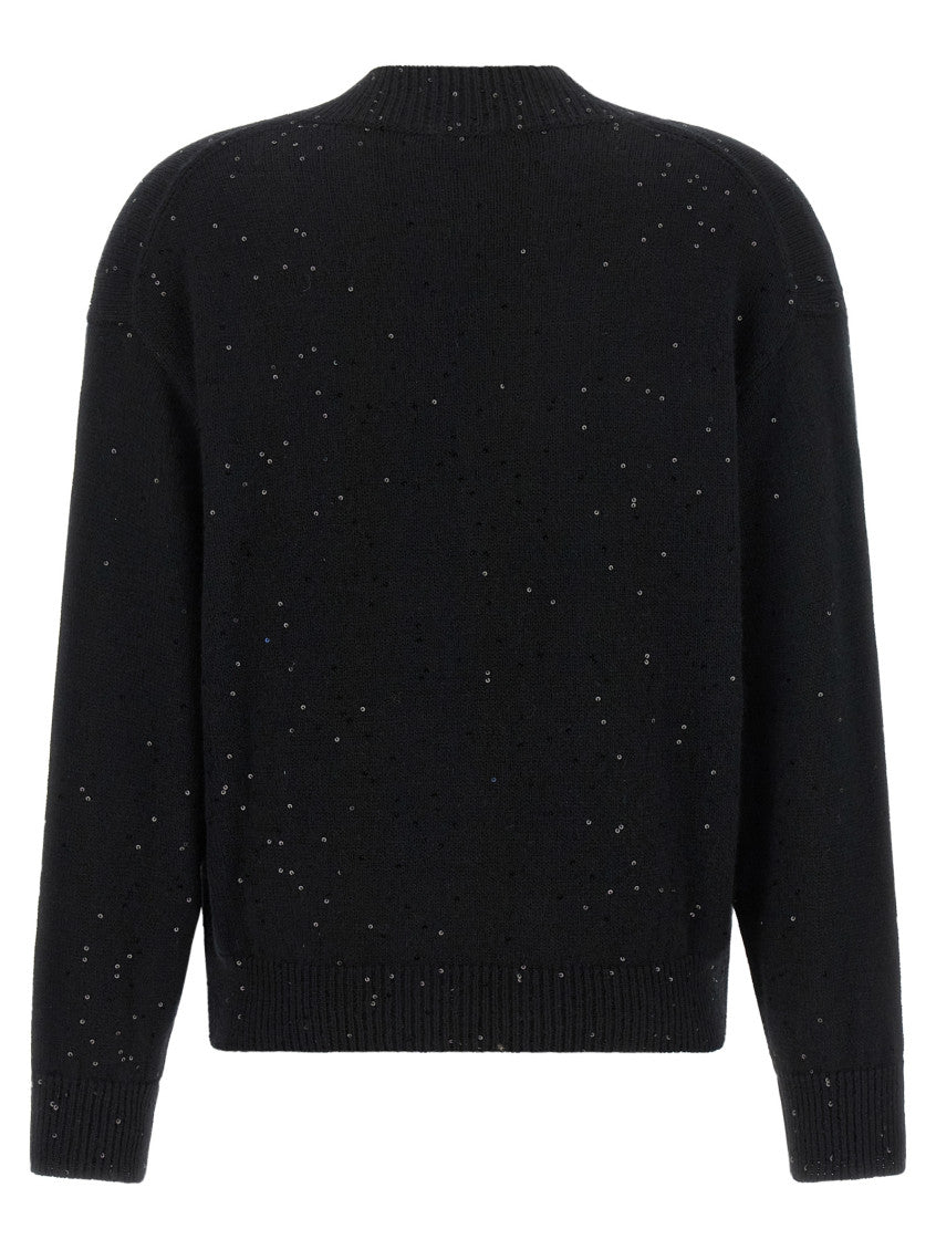 Black Embellished V Neck Sweater 2
