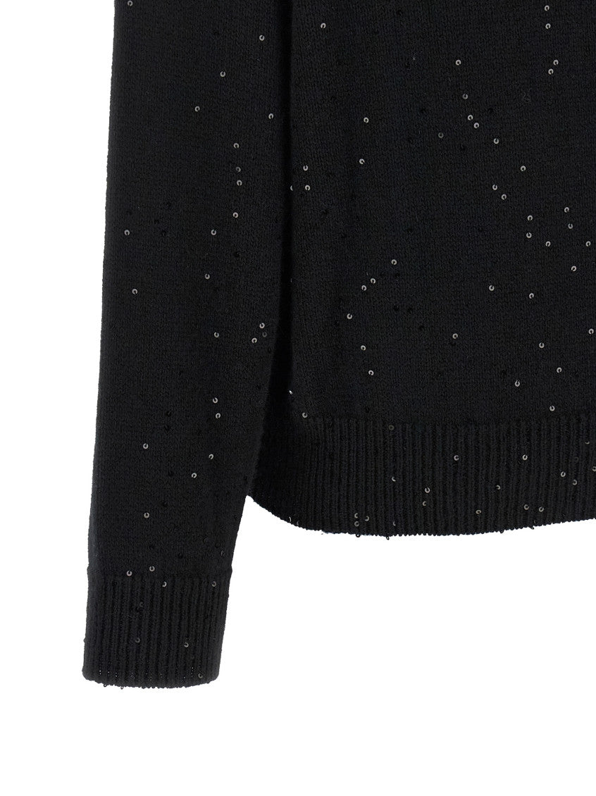 Black Embellished V Neck Sweater 4