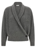Grey Knitted Shawl Neck Cardigan 1
