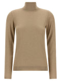 Beige Solid Turtle Neck Sweater 1