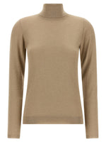 Beige Solid Turtle Neck Sweater 1