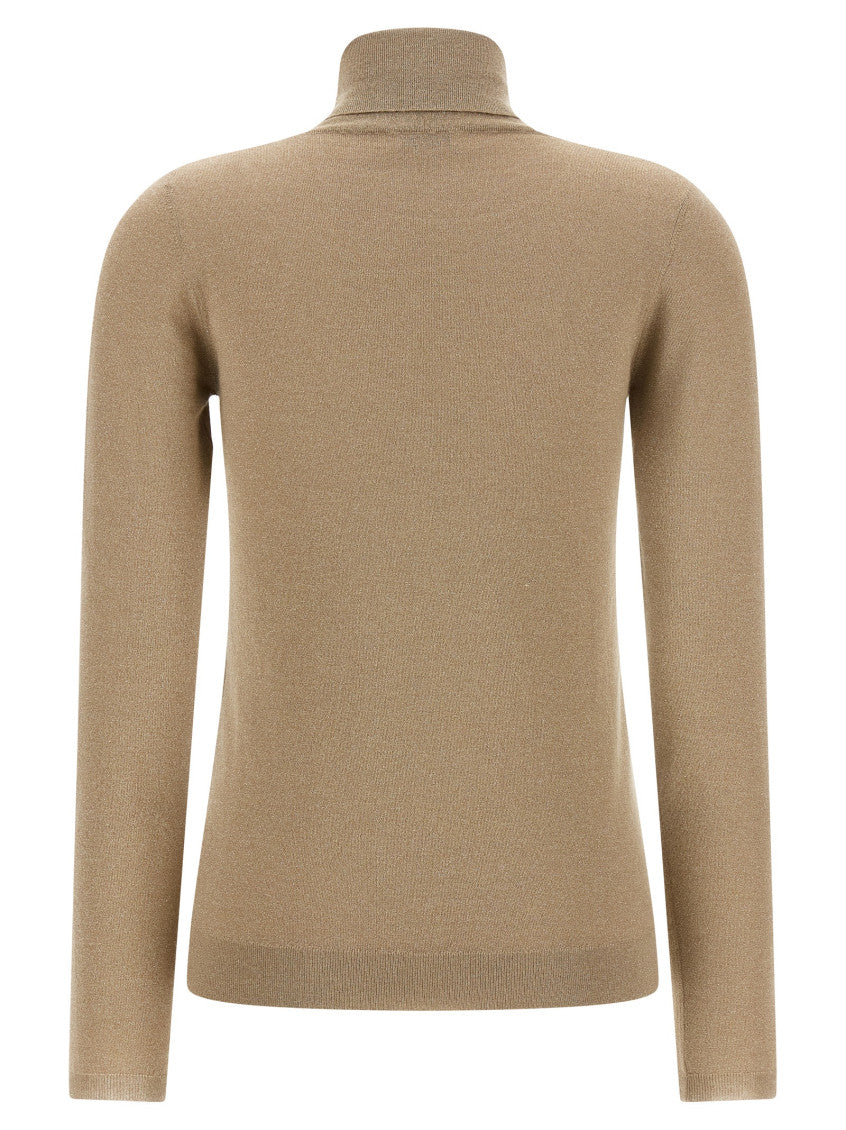 Beige Solid Turtle Neck Sweater 2