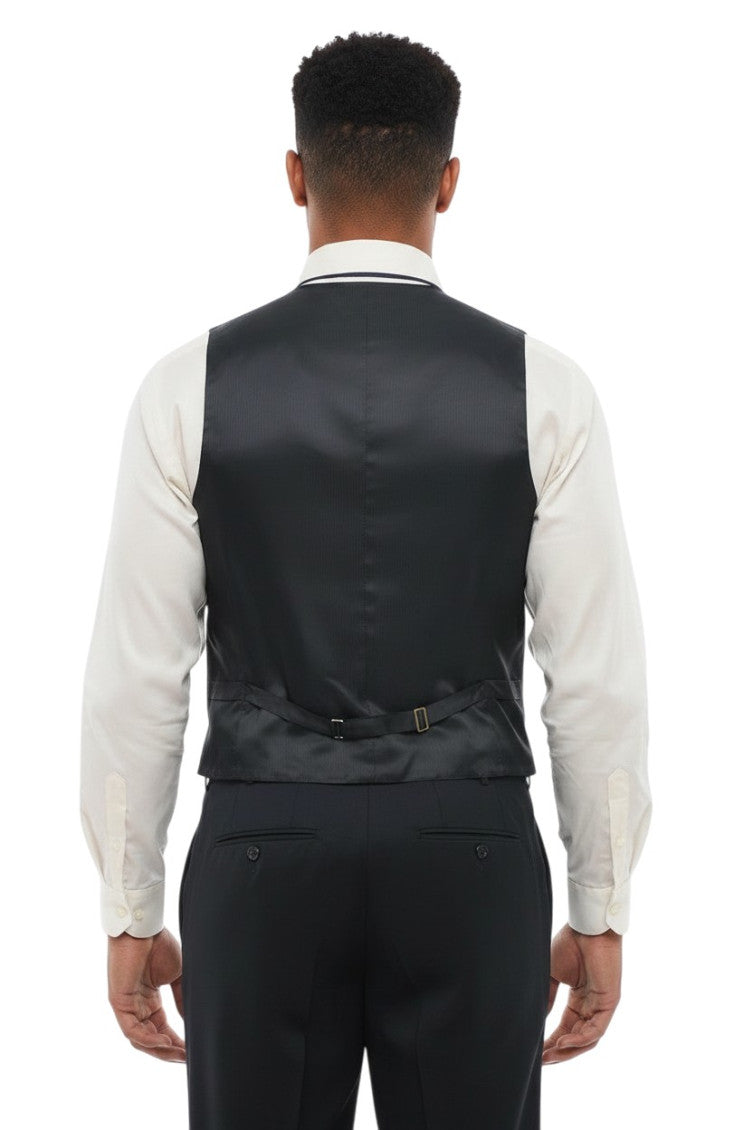 Blue Solid V Neck Waistcoat 2
