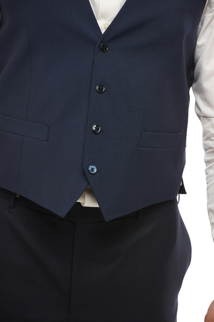 Blue Solid V Neck Waistcoat 3