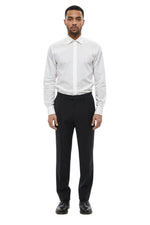 Black Regular Flat Front Pants 1