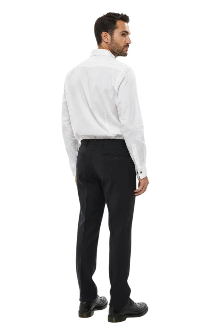Black Regular Flat Front Pants 2