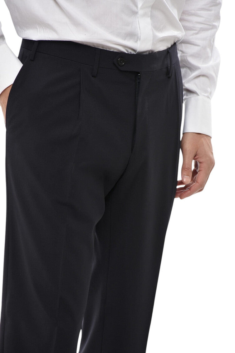 Black Regular Flat Front Pants 3