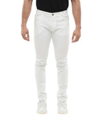 White Solid Slim Trousers 1