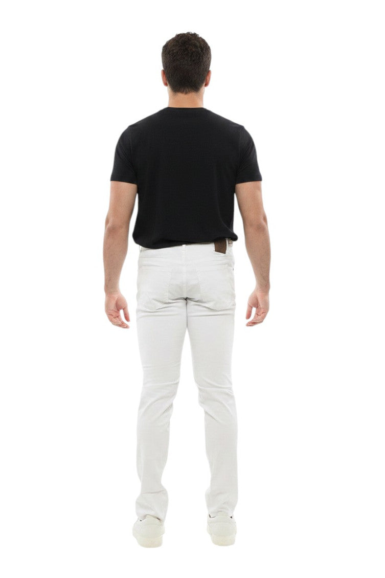 White Solid Slim Trousers 2