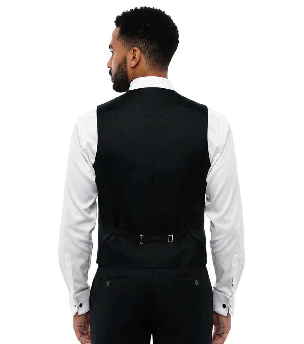 Black Tailored V Neck Waistcoat 2