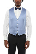 Blue Solid V Neck Waistcoat 1