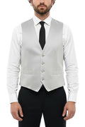Grey Solid V Neck Waistcoat 1