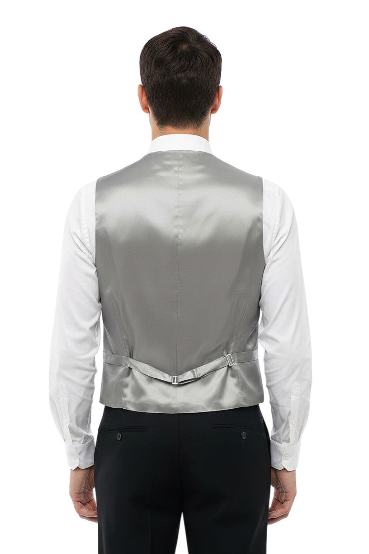 Grey Solid V Neck Waistcoat 2