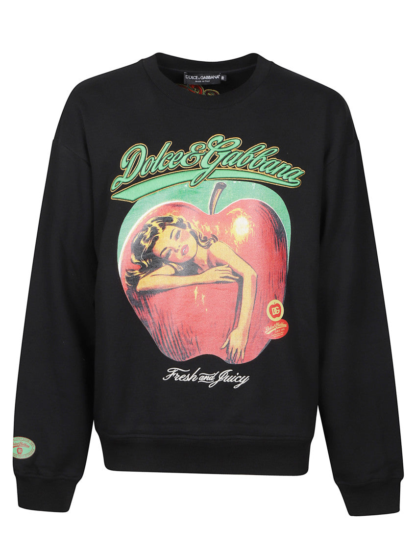 Black Crewneck Graphic Sweatshirt 1