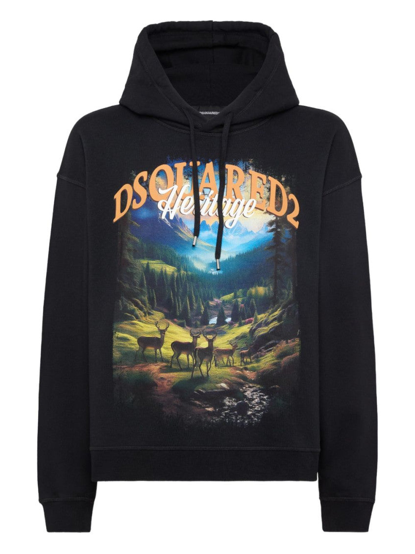 Black Graphic Print Hoodie 1