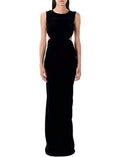 Black Twisted Cutout Velvet Gown 1