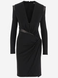 Black Long-sleeved Gathered Dress 1