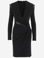 Black Long-sleeved Gathered Dress 1