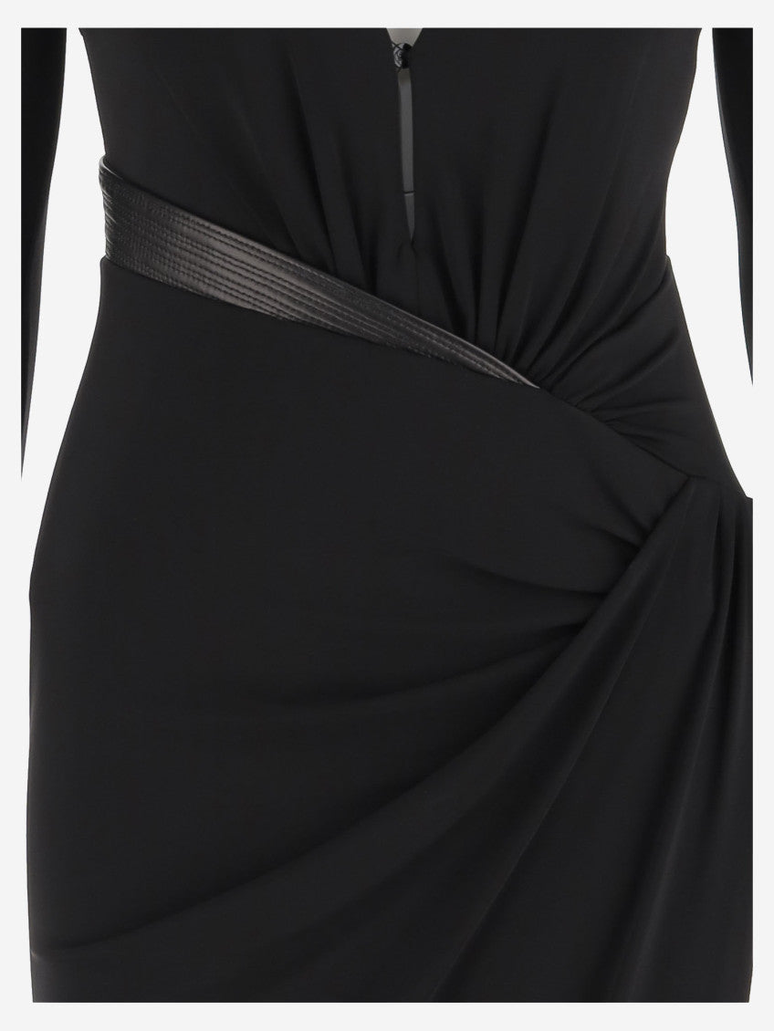 Black Long-sleeved Gathered Dress 3