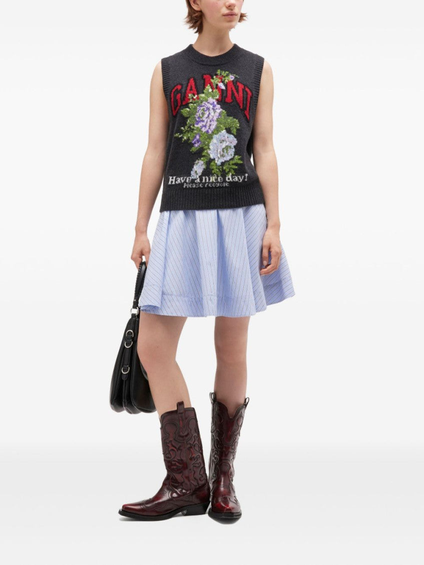 Grey Mix Flowers Graphic Vest 4