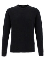 Black Solid Woolen Sweater 1