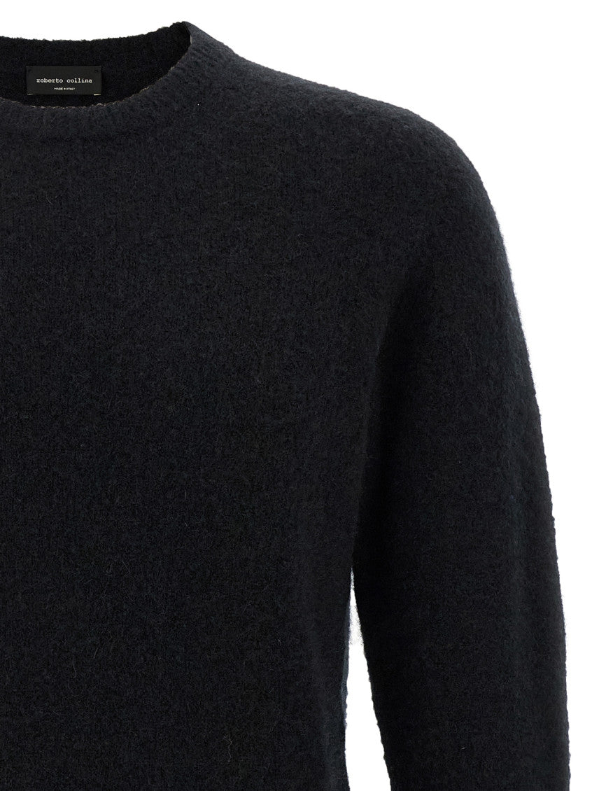 Black Solid Woolen Sweater 3