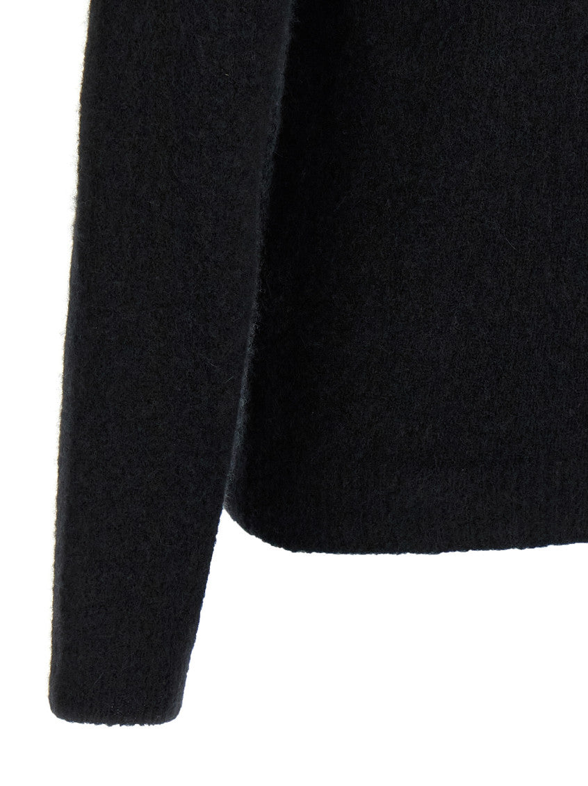 Black Solid Woolen Sweater 4