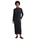 Black Pleated Shirt Collar Midi Dress 1
