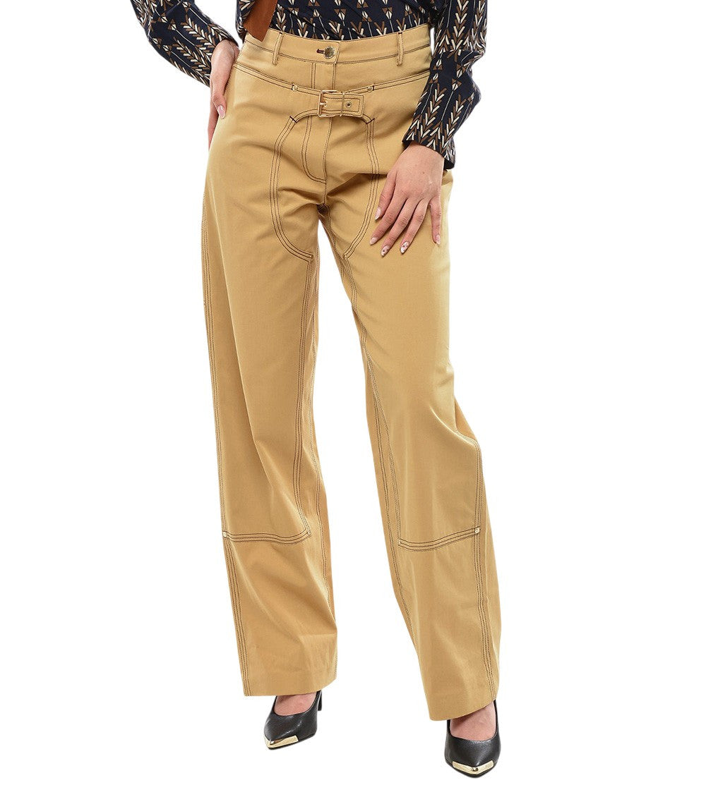 Brown Straight Flat Front Pants 1