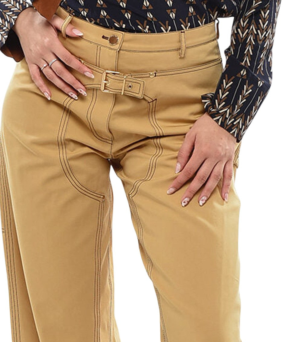 Brown Straight Flat Front Pants 3