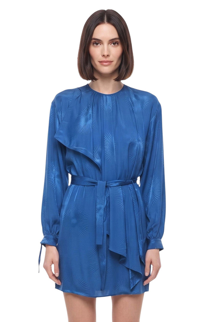 Blue Textured Round Neck Mini Dress 1