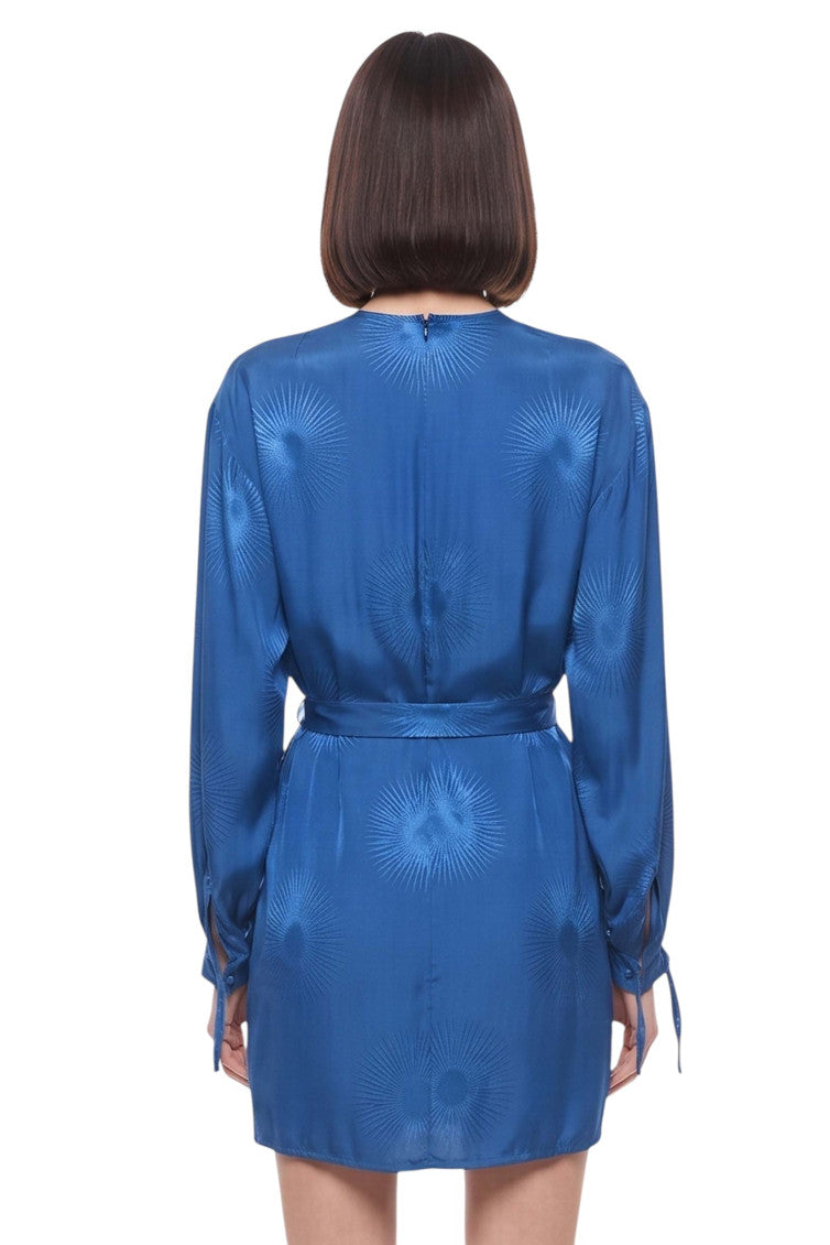 Blue Textured Round Neck Mini Dress 2