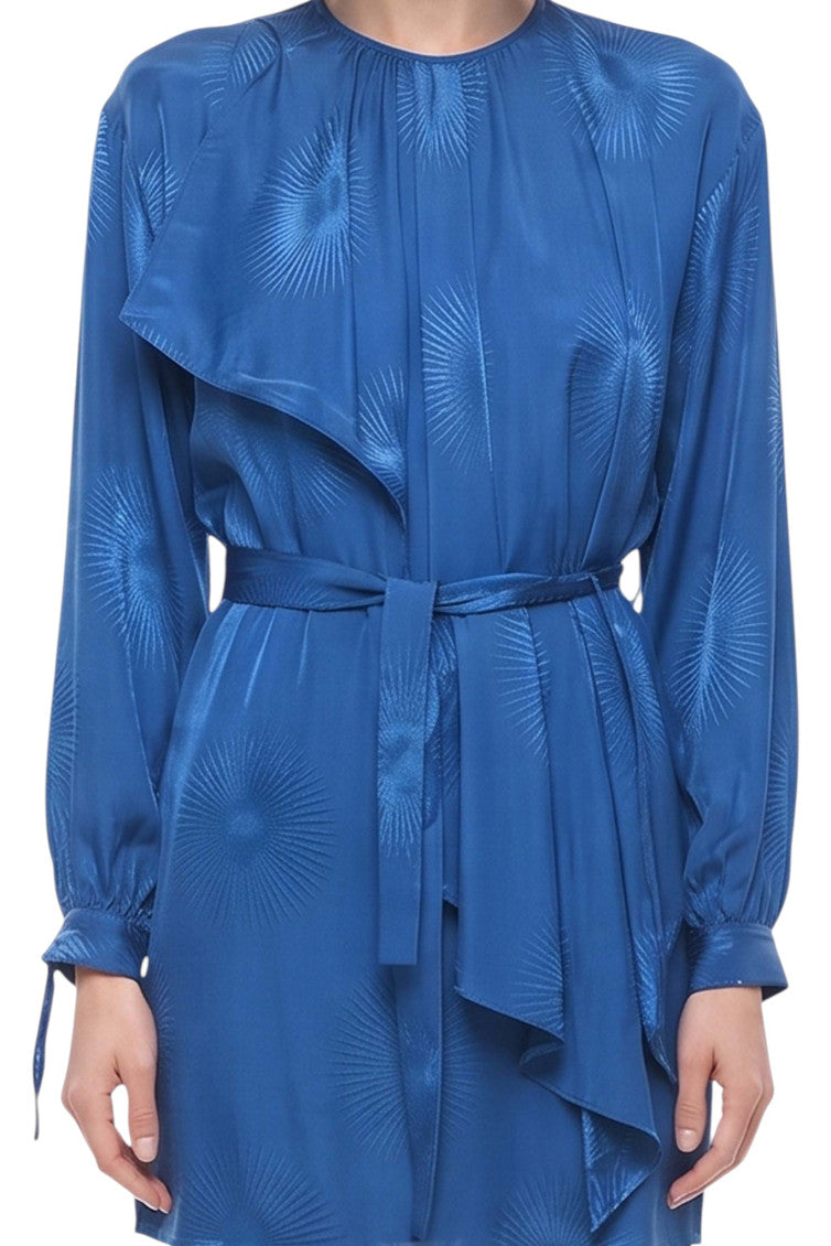 Blue Textured Round Neck Mini Dress 3