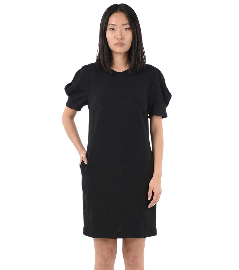 Black Round Neck Knee Length Dress 1