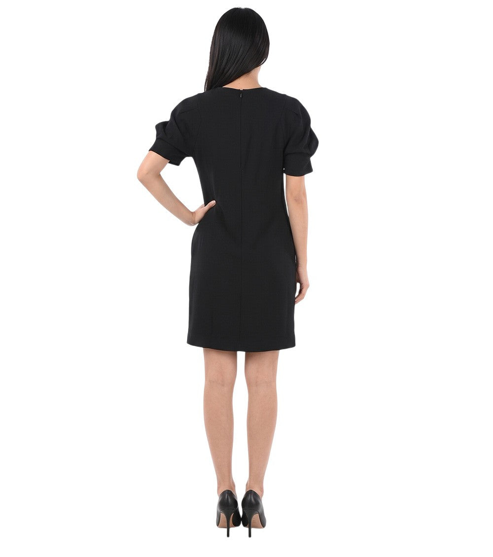 Black Round Neck Knee Length Dress 2