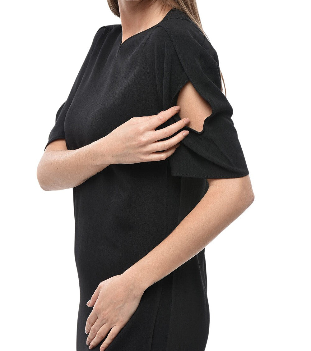 Black Round Neck Knee Length Dress 3